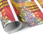 kerstboompapier met rood gordijn cadeaupapier (Rol Hoek)