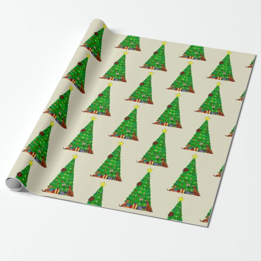 kerstboompapier van de hond cadeaupapier (Uitgerold)