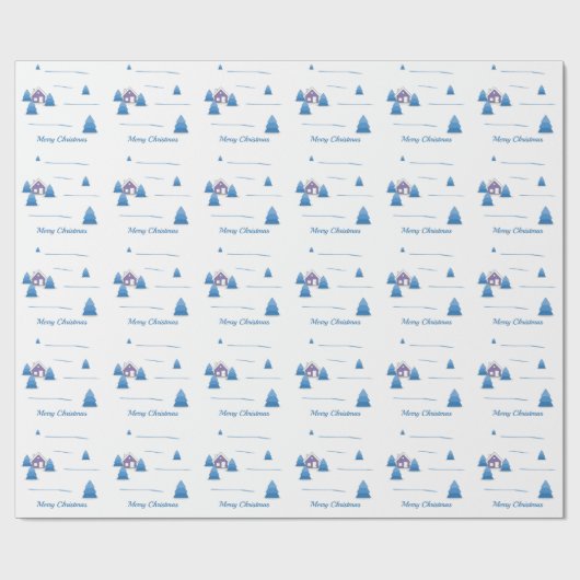 kerstboompapier voor het landschap van Snowy Cadeaupapier (Vlak)