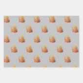 kerstboompatronen set van 3 grijs inpakpapier vel (Voorkant 3)