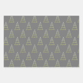 kerstboompatronen set van 3 grijs inpakpapier vel (Voorkant 2)