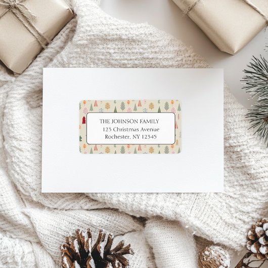 kerstboompatroon-adres etiket