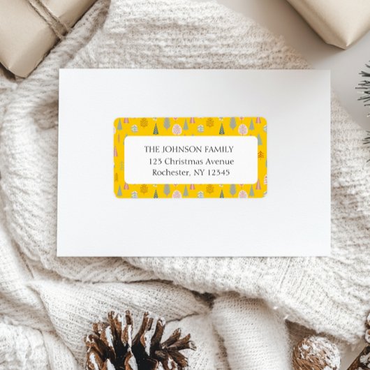 kerstboompatroon-adres etiket