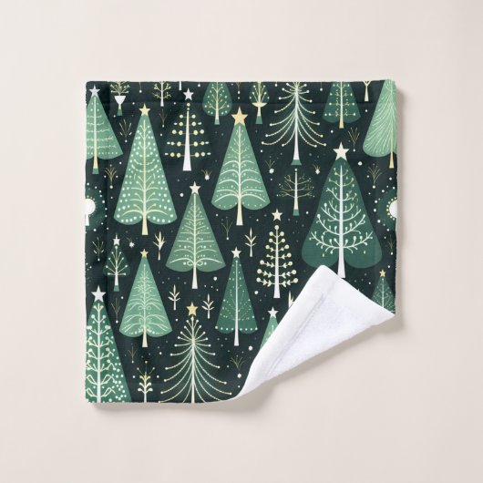 kerstboompatroon bad handdoek (Wasdoekje)