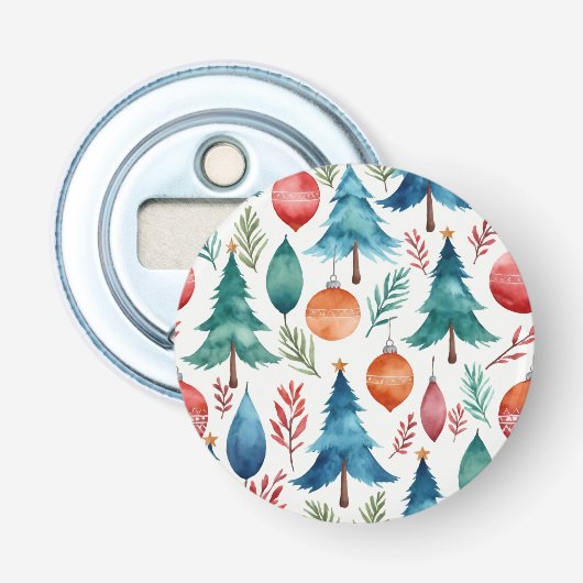 kerstboompatroon button flesopener (Voorkant)