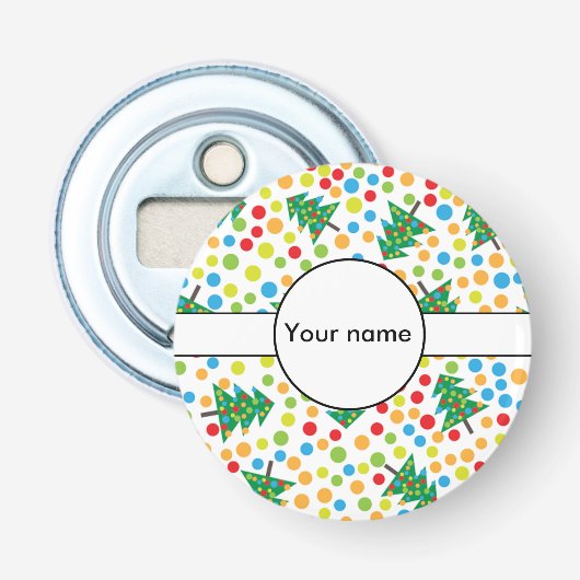 kerstboompatroon button flesopener (Voorkant)