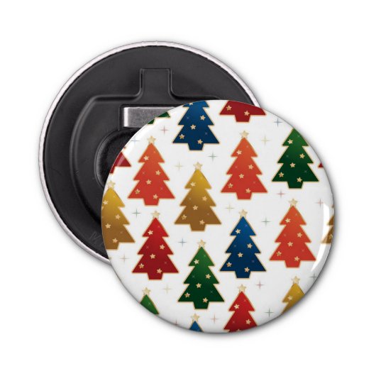 kerstboompatroon button flesopener (Voorkant)