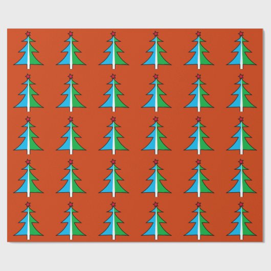 kerstboompatroon cadeaupapier (Vlak)