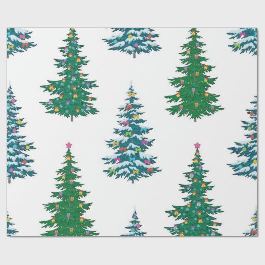 kerstboompatroon cadeaupapier (Vlak)