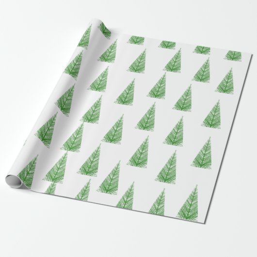 kerstboompatroon cadeaupapier (Uitgerold)
