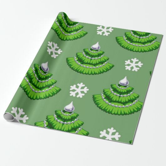 kerstboompatroon cadeaupapier (Uitgerold)