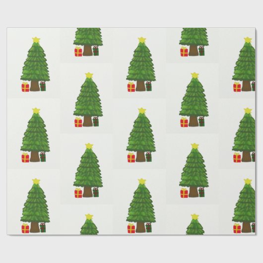 kerstboompatroon cadeaupapier (Vlak)
