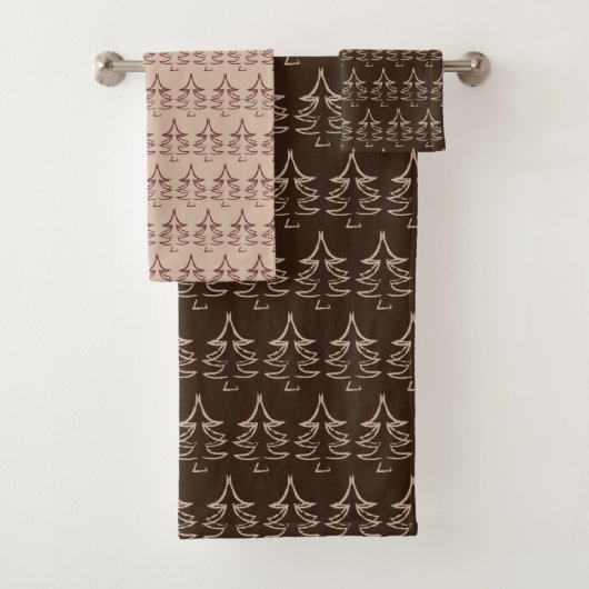 Kerstboompatroon donkere chocolade bad handdoek (Insitu)