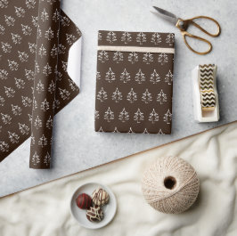 Kerstboompatroon Donkere chocolade Cadeaupapier