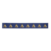 kerstboompatroon Elegant Navy Blue en Gold Satijnen Lint (Voorkant)