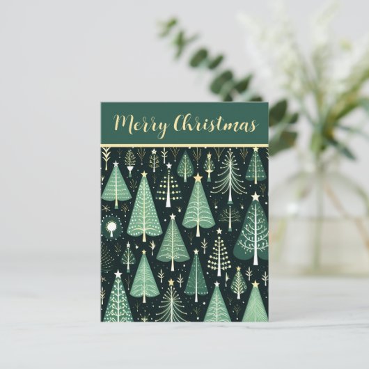 kerstboompatroon feestdagenkaart (Staand voorkant)