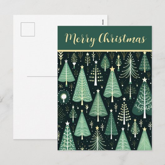 kerstboompatroon feestdagenkaart (Voorkant / Achterkant)