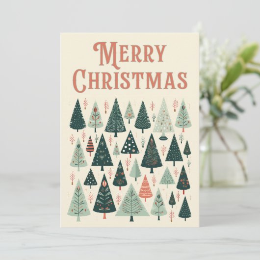 kerstboompatroon feestdagenkaart (Staand voorkant)