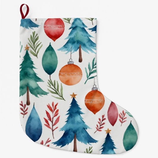 kerstboompatroon grote kerstsok (Voorkant)