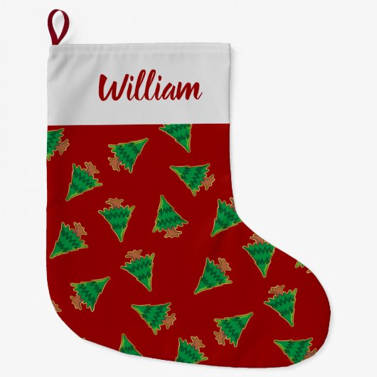 kerstboompatroon grote kerstsok (Voorkant)