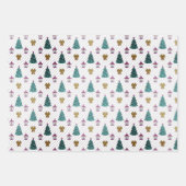 kerstboompatroon in 3 tinten blauw inpakpapier vel (Voorkant 3)