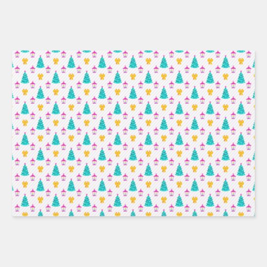 kerstboompatroon in 3 tinten blauw inpakpapier vel (Voorkant)