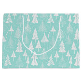 Kerstboompatroon in Teal #6 ID1009 Groot Cadeauzakje (Voorkant)