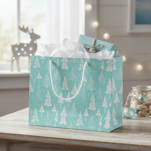Kerstboompatroon in Teal #6 ID1009 Groot Cadeauzakje