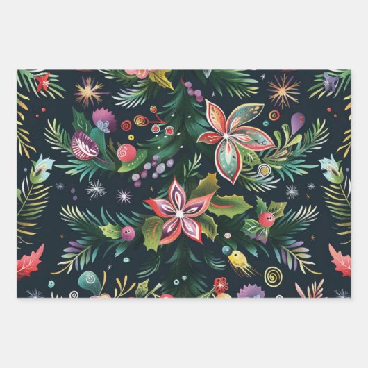 kerstboompatroon inpakpapier vel (Voorkant)