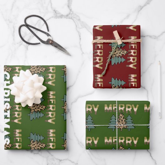 kerstboompatroon inpakpapier vel (Voorkant)