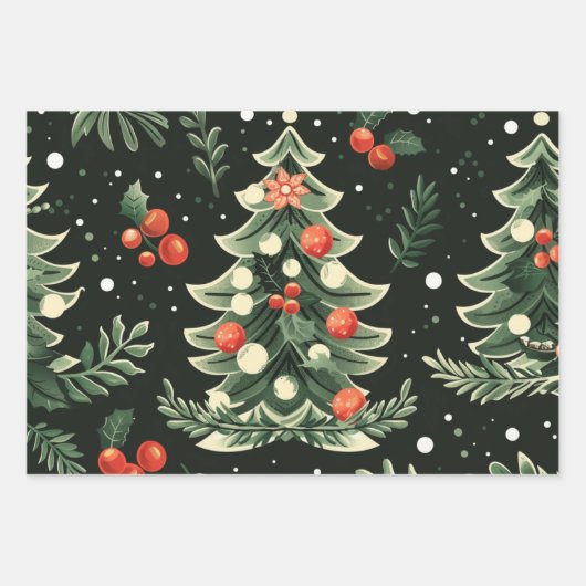 kerstboompatroon inpakpapier vel (Voorkant 3)