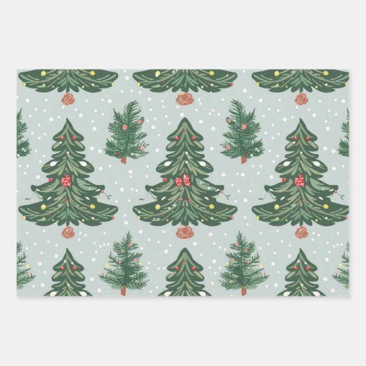 kerstboompatroon inpakpapier vel (Voorkant)