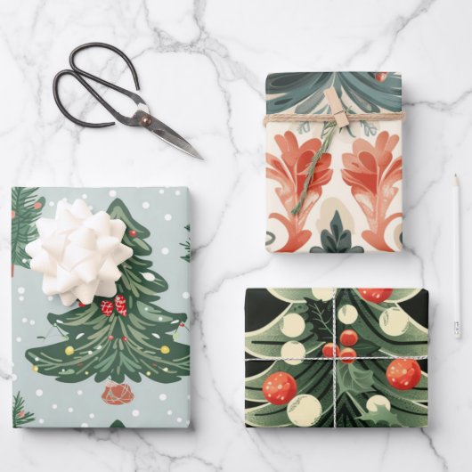 kerstboompatroon inpakpapier vel (Voorkant)