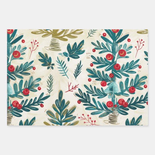 kerstboompatroon inpakpapier vel (Voorkant 3)