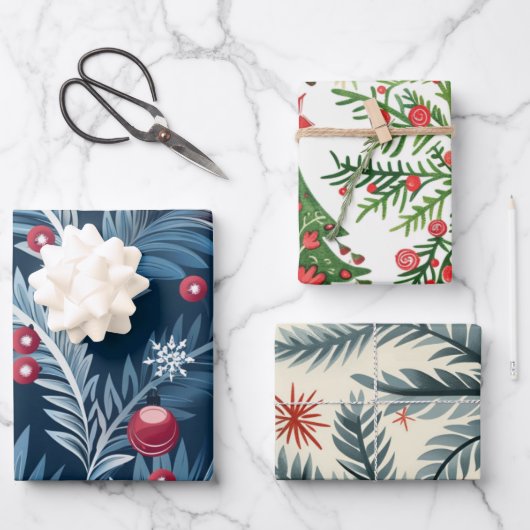 kerstboompatroon inpakpapier vel (Voorkant)