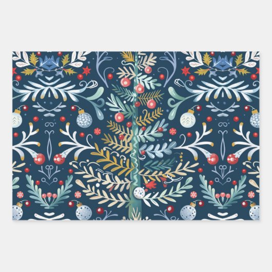 kerstboompatroon inpakpapier vel (Voorkant 2)