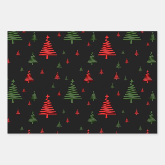 kerstboompatroon inpakpapier vel (Voorkant)