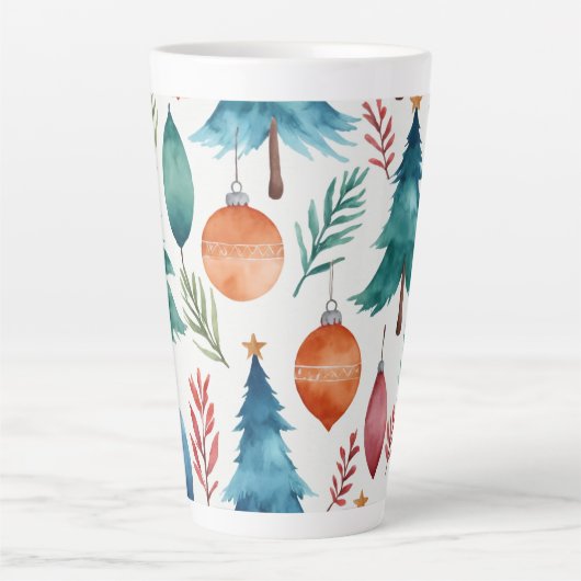 kerstboompatroon latte mok (Voorkant)