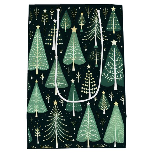 kerstboompatroon medium cadeauzakje (Achterkant)