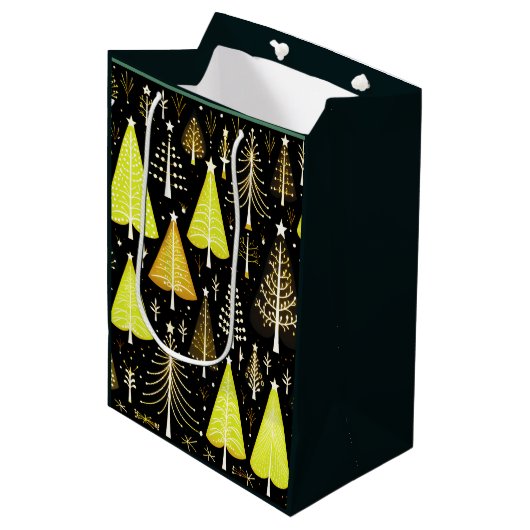 kerstboompatroon medium cadeauzakje (Voorkant Gekanteld)