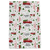  kerstboompatroon met rode vrachtwagen medium cadeauzakje (Voorkant)