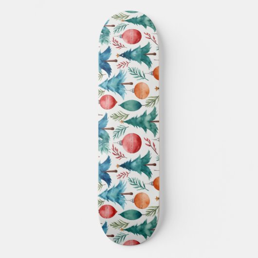 kerstboompatroon persoonlijk skateboard (Voorkant)