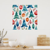 kerstboompatroon poster (Keuken)