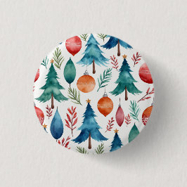 kerstboompatroon ronde button 3,2 cm