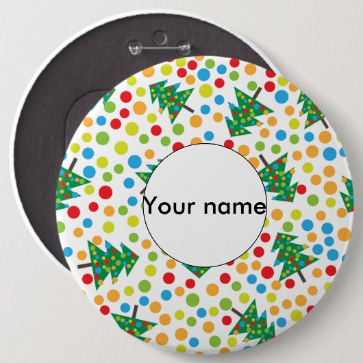 kerstboompatroon ronde button 6,0 cm (Voorkant /achterkant)