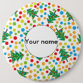 kerstboompatroon ronde button 6,0 cm (Voorkant)
