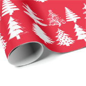Kerstboompatroon rood wit cadeaupapier (Rol Hoek)