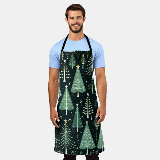 kerstboompatroon schort (Gedragen)