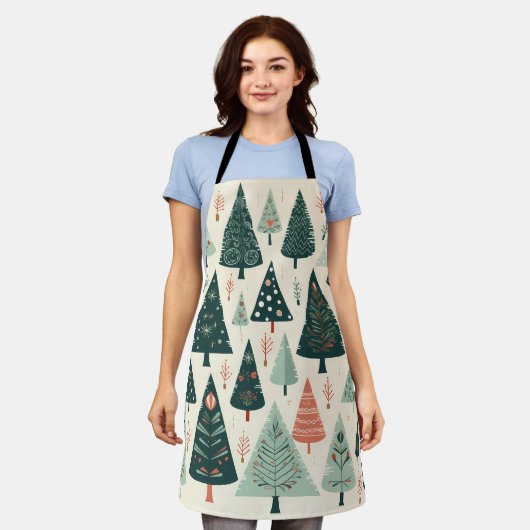 kerstboompatroon schort (Gedragen)