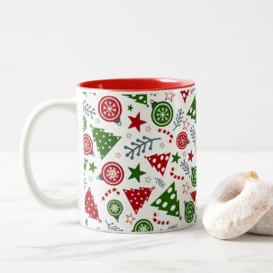 kerstboompatroon tweekleurige koffiemok